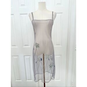 Moschino Cheap and Chic Sheer Mesh Embroidered Cami Slip Dress NWT XS Y2K